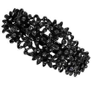 FLOWER AND PETAL RHINESTONE AND METAL BARRETTE HAIR JEWELRY